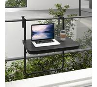 Costway Folding Balcony Hanging Table Patio Railing Table Hanging Coffee Side Table, Black