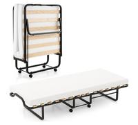 Costway Folding Bed Frame Portable Metal Guest Bed With 10Cm Memory Foam Mattress