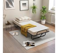 Costway Folding Bed With 10Cm Memory Foam Mattress Portable Fold-Up Sleeping Cot 4 Wheels