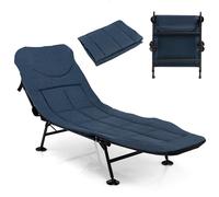 Costway Folding Camping Cot W/ Detachable Mattress & 6-Position Adjustable Backrest in Blue COSTWAY Blue