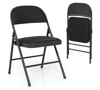 Costway Folding Chairs Padded Party Chairs with Metal Frame in Black COSTWAY Black