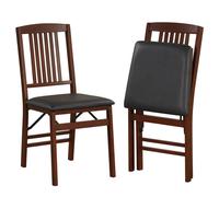 Costway Folding Dining Chairs Set of 2 Foldable Upholstered Kitchen Chairs Brown COSTWAY Brown