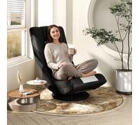 Costway Folding Floor Chair 360 Swivel Gaming Chair With 4-Position Adjustable Backrest For Gaming Reading-White
