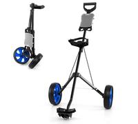 COSTWAY Folding Golf Push Pull Cart, Lightweight 2 Wheels Golfs Bag Trolley with Convenient Handle, Scoreboard Holder and Foot Brake (Blue)
