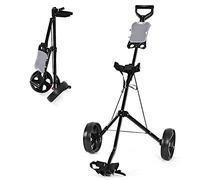 COSTWAY Folding Golf Push Pull Cart, Lightweight 2 Wheels Golfs Bag Trolley with Convenient Handle, Scoreboard Holder and Foot Brake (Black)