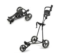 COSTWAY Folding Golf Push Pull Cart, Lightweight 3 Wheels Golfs Trolley with Foot Brake, Umbrella & Cup Holder, Adjustable Handle and Storage Bag (Grey)