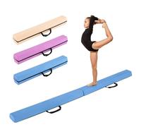 COSTWAY Folding Gymnastics Balance Beam, 7ft/210cm Kids Training Beam with Carry Handles, Removable Suede Cover and Non-slip Bottom, Floor Gymnastics Beams for Home Gym Exercise (Blue)