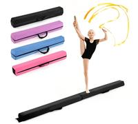 COSTWAY Folding Gymnastics Balance Beam, 7ft/210cm Kids Training Beam with Carry Handles, Removable Suede Cover and Non-slip Bottom, Floor Gymnastics Beams for Home Gym Exercise (Black)