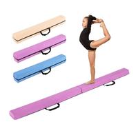 COSTWAY Folding Gymnastics Balance Beam, 7ft/210cm Kids Training Beam with Carry Handles, Removable Suede Cover and Non-slip Bottom, Floor Gymnastics Beams for Home Gym Exercise