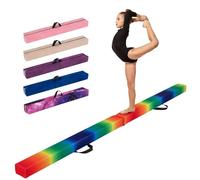 COSTWAY Folding Gymnastics Balance Beam, 7FT/8FT/9FT Kids Training Beam with Carry Handles, Anti-Slip Base, Floor Gymnastics Beams for Home Gym Exercise (Rainbow, 270cm)