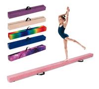 COSTWAY Folding Gymnastics Balance Beam, 7FT/8FT/9FT Kids Training Beam with Carry Handles, Anti-Slip Base, Floor Gymnastics Beams for Home Gym Exercise (Pink, 240cm)