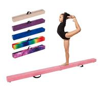 COSTWAY Folding Gymnastics Balance Beam, 7FT/8FT/9FT Kids Training Beam with Carry Handles, Anti-Slip Base, Floor Gymnastics Beams for Home Gym Exercise (Pink, 270cm)
