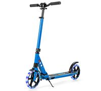 Costway Folding Kick Scooter 2 Flash LED Light-Up Wheels Scooter T-Bar Adjustable Height in Blue COSTWAY Blue