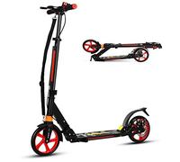 COSTWAY Folding Kick Scooter, 3 Heights Adjustable City Scooters with Big Wheels, Anti-Shocking Suspension and Carrying Strap, Lightweight Street Scooter for Kids, Teens and Adults (Black)