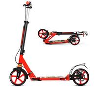 COSTWAY Folding Kick Scooter, 3 Heights Adjustable City Scooters with Big Wheels, Anti-Shocking Suspension and Carrying Strap, Lightweight Street Scooter for Kids, Teens and Adults