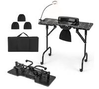 Costway Folding Manicure Nail Table w/Electric Dust Collector & Carry Bag in Black COSTWAY Black