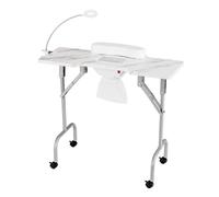 Costway Folding Manicure Nail Table w/Electric Dust Collector & Carry Bag in White COSTWAY White