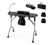Costway Folding Manicure Nail Table With Electric Dust Collector & Wheels In Black Black One Size