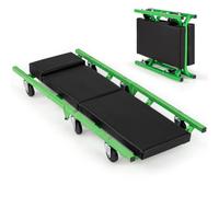 COSTWAY Folding Mechanic Creeper with Thick Cushion & 6 Swivel Wheels | Low Profile Garage Creeper, Waterproof PU Cover, Rolling Work Crawler Board, 150kg Capacity, No Assembly Needed