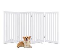 COSTWAY Folding Pet Gate, 89cm Freestanding Wooden Dog Fence with 2 Support Feet, 4/6 Panels Safety Barrier for Doorway, Stairs