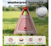 Costway Folding Plastic Dog House Waterproof In/outdoor Doggy Cage Kennel With Lockable Flap Door-Pink