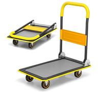 Costway Folding Push Cart Dolly Moving Hand Truck Rolling Flatbed Platform Cart 150Kg
