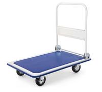 Costway Folding Push Cart Dolly Moving Hand Truck Rolling Flatbed Platform Cart 300KG in Blue COSTWAY Blue
