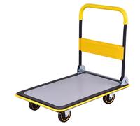 Costway Folding Push Cart Dolly Moving Hand Truck Rolling Flatbed Platform Cart 300KG in Yellow COSTWAY Yellow