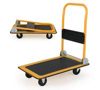 Costway Folding Push Cart Dolly Moving Hand Truck w/ 360 Degree Swivel Wheels in Black COSTWAY Black