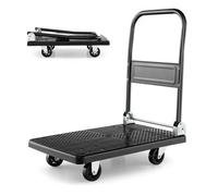 Costway Folding Push Cart Dolly Rolling Flatbed Luggage Cart W/ 360 Swivel Wheels 200Kg