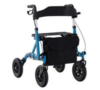COSTWAY Folding Rollator, Height Adjustable Rolling Walker with Seat, All Terrain Pneumatic Tires and Storage Bag, Lightweight Walking Aid Frame for Elderly & Disabled (Blue, 76 x 63 x 81-94cm)