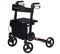 Costway Folding Rollator Walker Aluminium Walking Mobility Aid Lightweight With 4 Wheels in Black COSTWAY Black