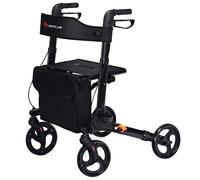 Costway Folding Rollator Walker Aluminum Rolling Walker Safety Mobility Aid Wheelchair in Black COSTWAY Black