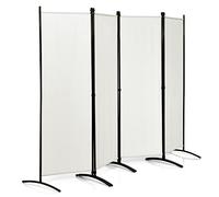 COSTWAY Folding Room Divider, 1/4 Panel Freestanding Wall Privacy Screen Protector, Home Living Room Bedroom Bathroom Paravent Partition Separator (220 x 173cm, Cream White)