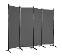 COSTWAY Folding Room Divider, 1/4 Panel Freestanding Wall Privacy Screen Protector, Home Living Room Bedroom Bathroom Paravent Partition Separator (220 x 173cm, Grey)