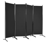 COSTWAY Folding Room Divider, 1/4 Panel Freestanding Wall Privacy Screen Protector, Home Living Room Bedroom Bathroom Paravent Partition Separator (220 x 173cm, Black)