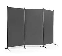 COSTWAY Folding Room Divider, 3 Panels Wall Privacy Screen Protector, Living Room Bedroom Bathroom Paravent Partition Separator, 260x183cm (Grey)