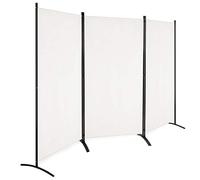 COSTWAY Folding Room Divider, 3 Panels Wall Privacy Screen Protector, Living Room Bedroom Bathroom Paravent Partition Separator, 260x183cm (Beige)
