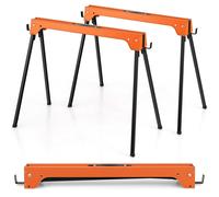 Costway Folding Sawhorses Pack of 2 Twin Pack Workbench with Handle & Non-Slip Footpad in Black COSTWAY Black