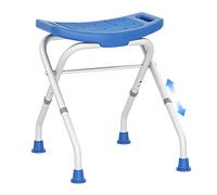 Costway Folding Shower Stool Height Adjustable Shower Seat Bath Chair w/Handle in Blue COSTWAY Blue