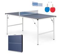 COSTWAY Folding Table Tennis Table, Portable Ping Pong Desk with Net, 2 Paddles and Balls, Indoor Outdoor Family Game Tables (Navy, 152.5 x 76 x 71 cm)
