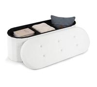 Costway Folding Teddy Boucle Footrest for Living Room in Cream COSTWAY Cream