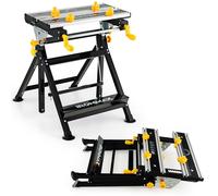 Costway Folding Work Table Portable Workbench with Tiltable Platform 7-level Adjustable in Black COSTWAY Black
