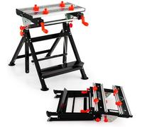 Costway Folding Work Table Portable Workbench With Tiltable Platform-Red