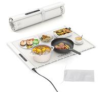 COSTWAY Food Warming Mat, Rollable Electric Warming Tray with Timer, Temperature Settings, Full Surface Heating, Child Lock & Storage Bag, Silicone Heating Mat (Beige, 3 Temperature, 3 Timer, 60x44cm)