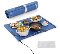 COSTWAY Food Warming Mat, Rollable Electric Warming Tray with Timer, Temperature Settings, Full Surface Heating, Child Lock & Storage Bag, Silicone Heating Mat (Blue, 3 Temperature, 3 Timer, 60x44cm)