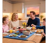 Costway Food Warming Mat Rollable & Portable Electric Warming Tray in Blue COSTWAY Blue