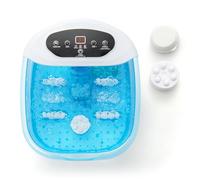 COSTWAY Foot Spa Bath Massager, Electric Pedicure Footbath with Heater, Bubbles, Vibration, Auto Shut-Off, Massage Rollers/Beads and Pedicure Stone, Home Foot Soak Tub Bowl for Feet Relief (Blue)