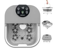 COSTWAY Foot Spa Bath Massager, Folding Electric Pedicure Footbath with Heater, Shower, Timer, Temperature Control and 30 Massage Rollers, Collapsible Home Foot Soak Tub for Feet Relief (Grey)