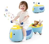 Costway Foot-To-Floor Sliding Car Toddler Ride On Toy With Trailer-Blue